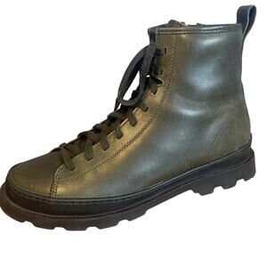 Camper Brutus Dark Green Leather Ankle Boots Unisex Size 41 Women's 11 Men's 8